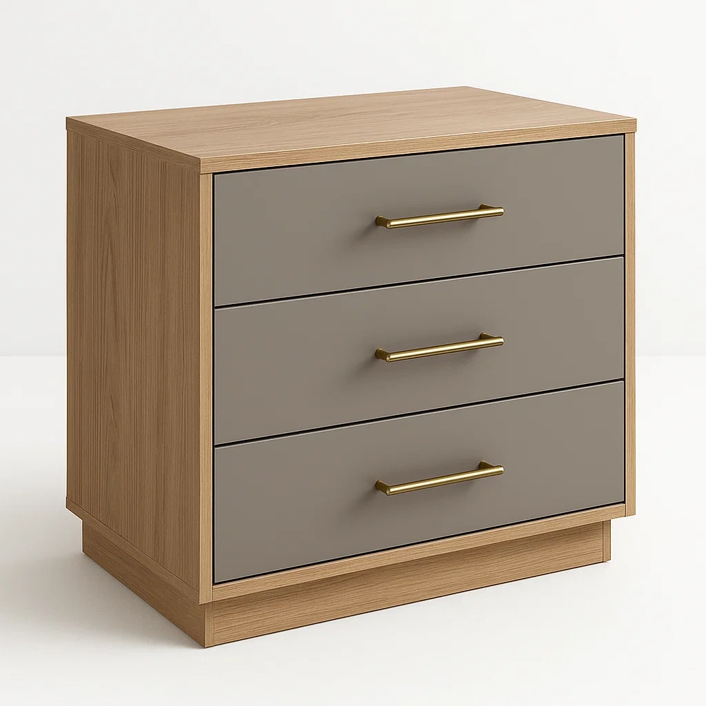 Cassettiera da camera da letto in legno e MDF con tre cassetti-Divanimo