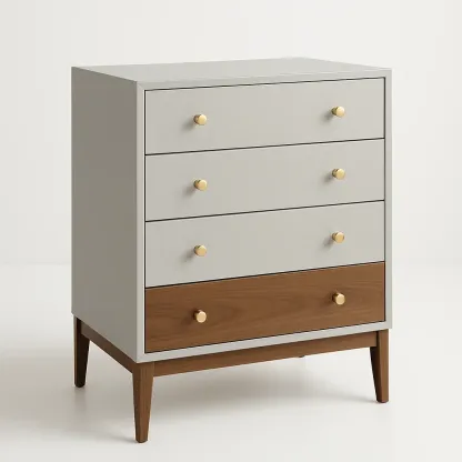 Cassettiera da camera da letto in MDF con quattro cassetti colore Grigio Noce-Divanimo