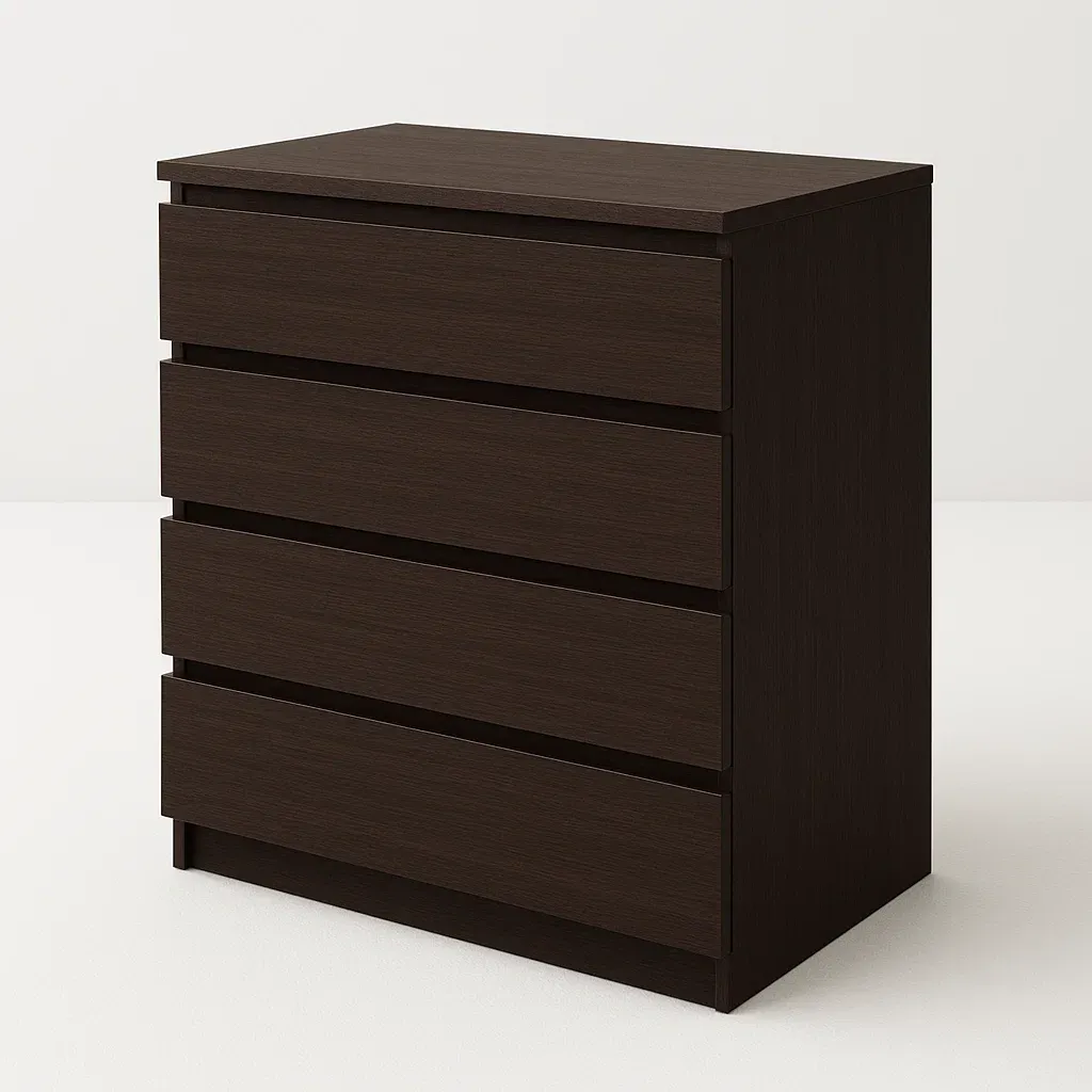 Cassettiera da camera da letto in legno con quattro cassetti Marrone scuro 25 kg-Divanimo