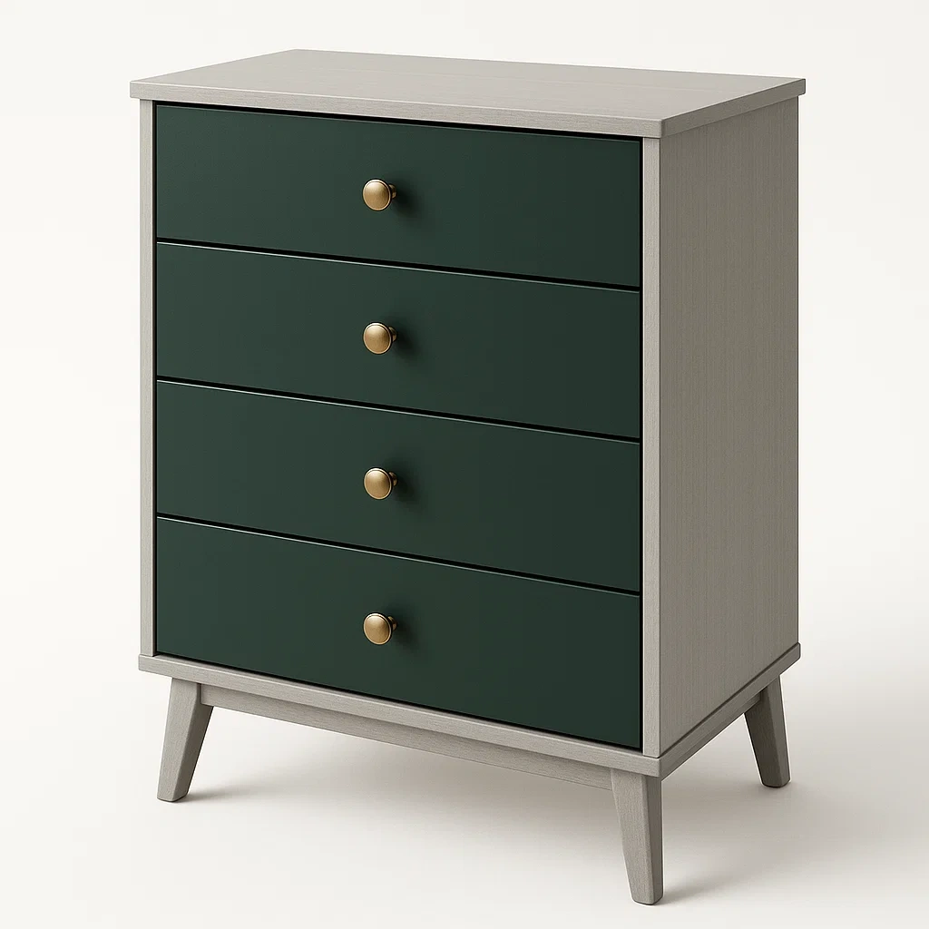 Cassettiera da camera da letto in legno con quattro cassetti-Divanimo