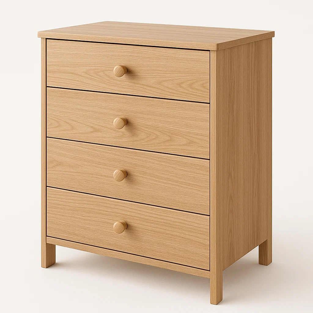 Cassettiera da camera da letto impiallacciata con quattro cassetti-Divanimo