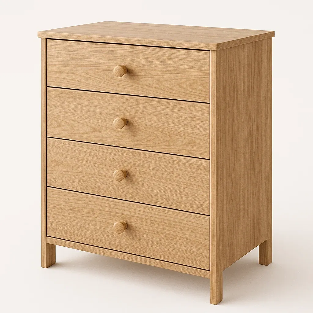 Cassettiera da camera da letto impiallacciata con quattro cassetti-Divanimo