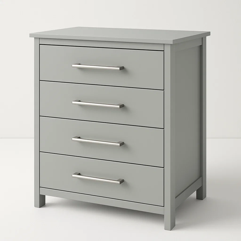 Cassettiera da camera da letto in MDF e metallo con quattro cassetti-Divanimo