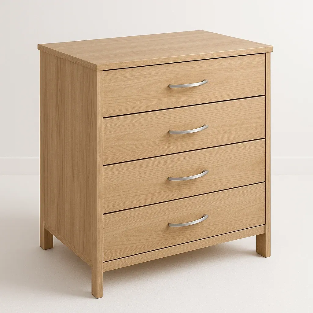 Cassettiera da camera da letto in legno con quattro cassetti colore naturale-Divanimo