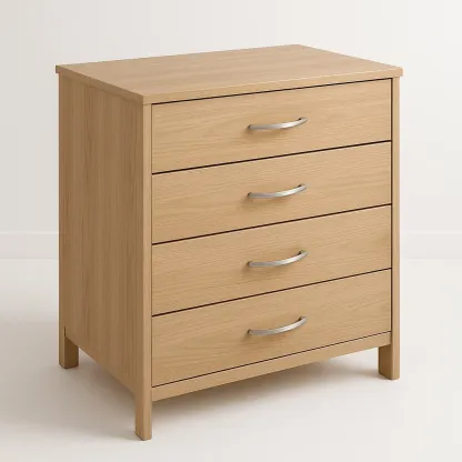 Cassettiera da camera da letto in legno con quattro cassetti colore naturale-Divanimo