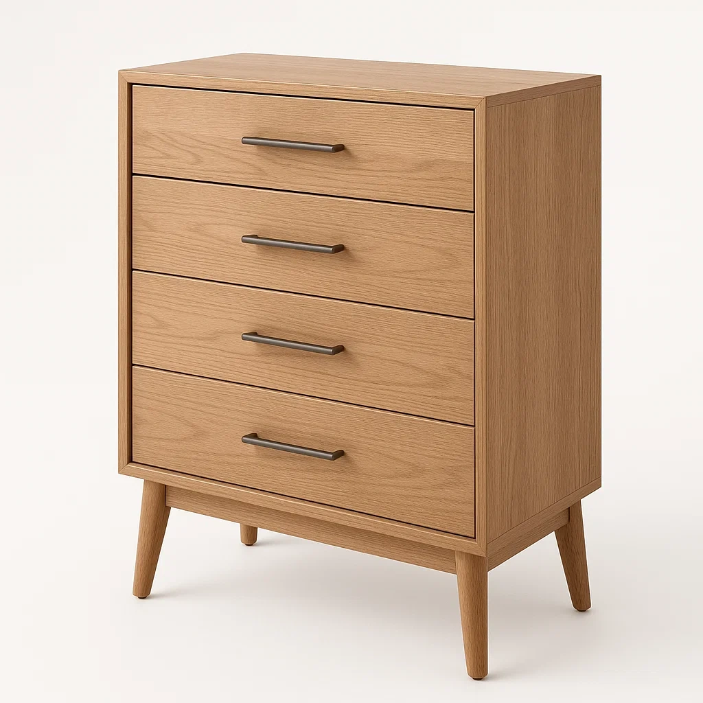 Cassettiera in legno massello con quattro cassetti colore Rovere 20 kg-Divanimo