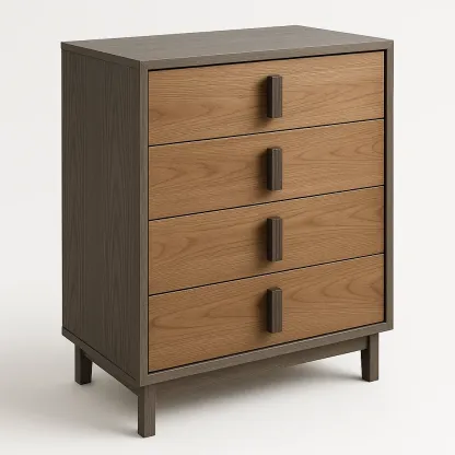 Cassettiera in legno massello alta con quattro cassetti-Divanimo