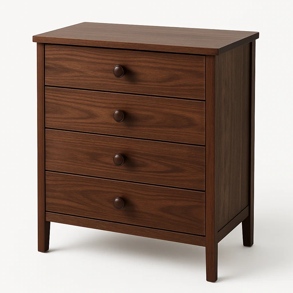 Cassettiera in legno massello marrone con quattro cassetti 18.5 kg-Divanimo