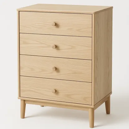 Cassettiera in legno massello in legno di frassino con quattro cassetti-Divanimo