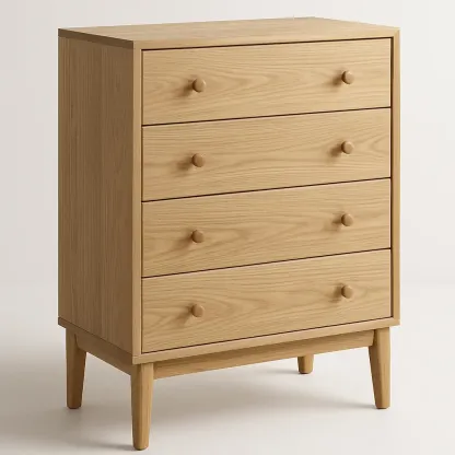 Cassettiera in legno massello rovere naturale con quattro cassetti 28 kg-Divanimo