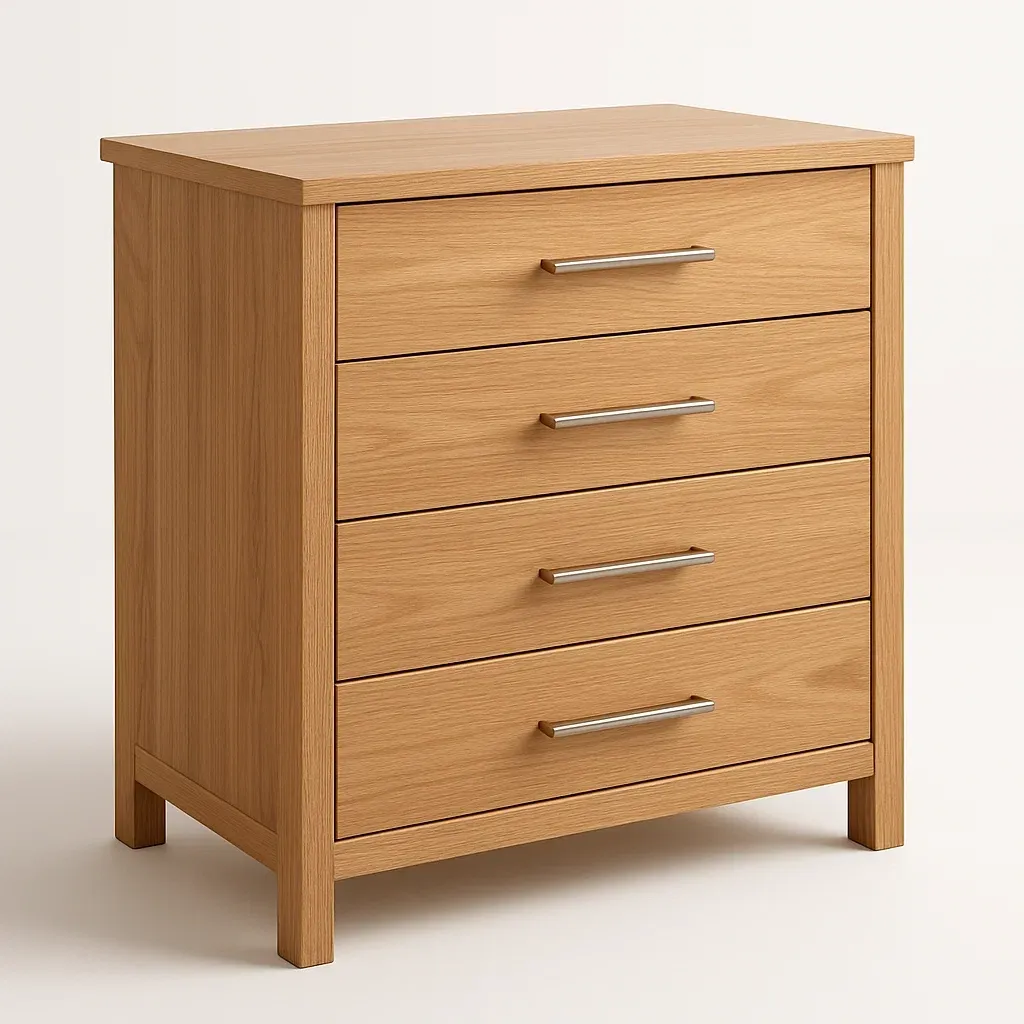 Cassettiera in legno massello in legno di pino con maniglie in metallo-Divanimo