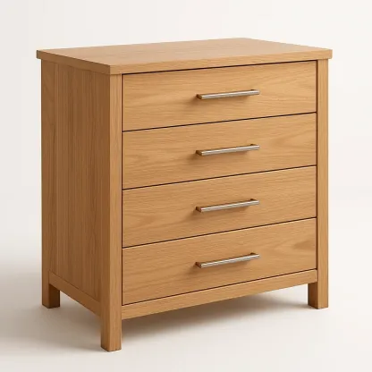 Cassettiera in legno massello in legno di pino con maniglie in metallo-Divanimo