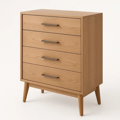 Cassettiera in legno massello con quattro cassetti colore Rovere 20 kg-Divanimo