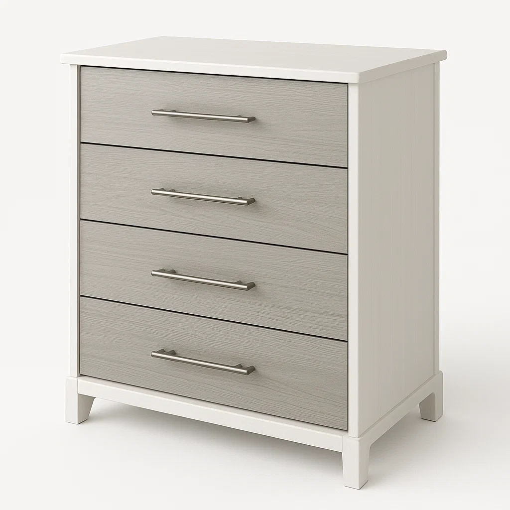 Cassettiera da camera da letto rettangolare in MDF con quattro cassetti-Divanimo