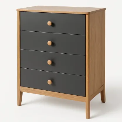 Cassettiera da camera da letto in legno di quercia e MDF con quattro cassetti-Divanimo