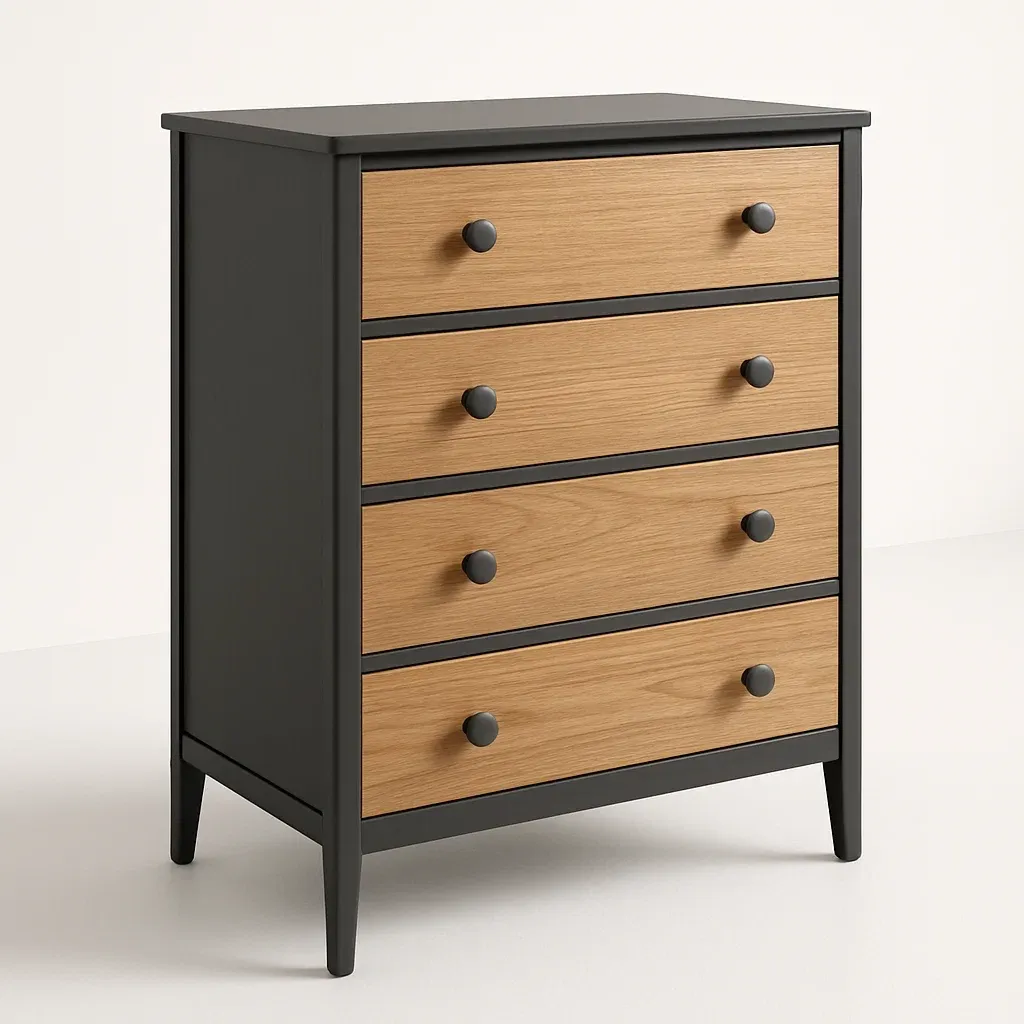 Cassettiera da camera da letto in MDF con finitura legno a quattro cassetti-Divanimo