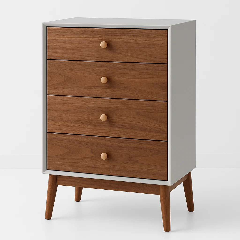 Cassettiera da camera da letto con quattro cassetti Marrone Bianco naturale 20 kg-Divanimo