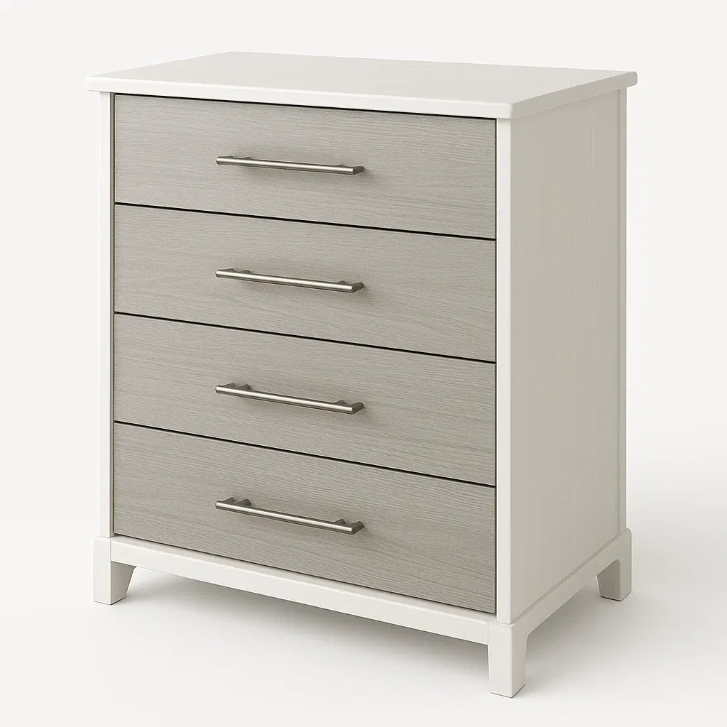 Cassettiera da camera da letto rettangolare in MDF con quattro cassetti-Divanimo