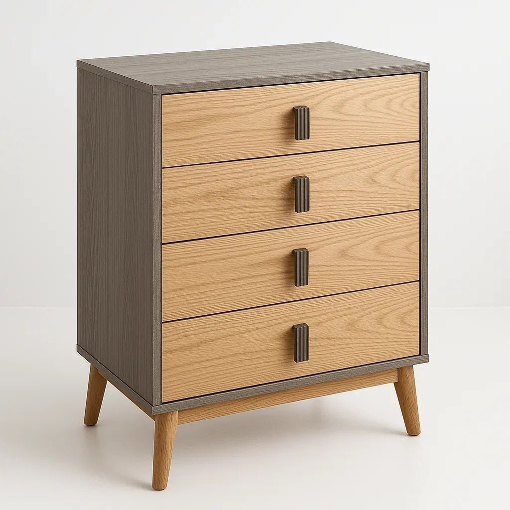 Cassettiera da camera da letto in MDF con quattro cassetti Rovere Grigio 20 kg-Divanimo