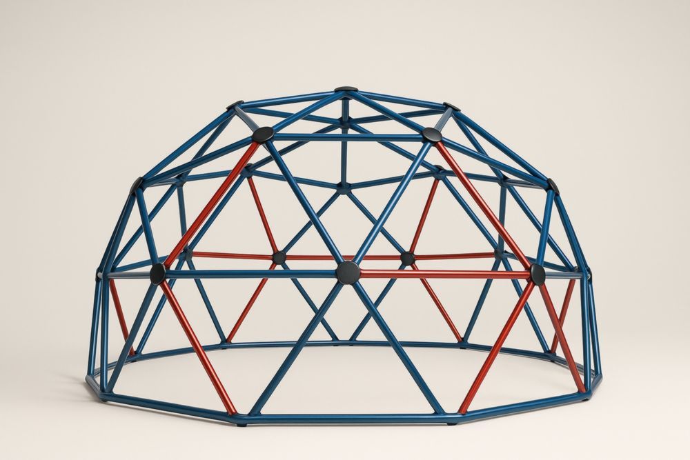 Dôme géodésique de jeu pour l’extérieur en acier bleu et rouge 240 cm