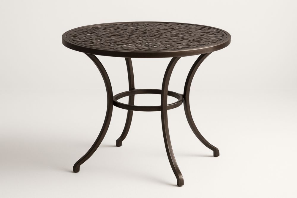 Table de salle à manger de jardin en acier brun foncé Ø100 cm