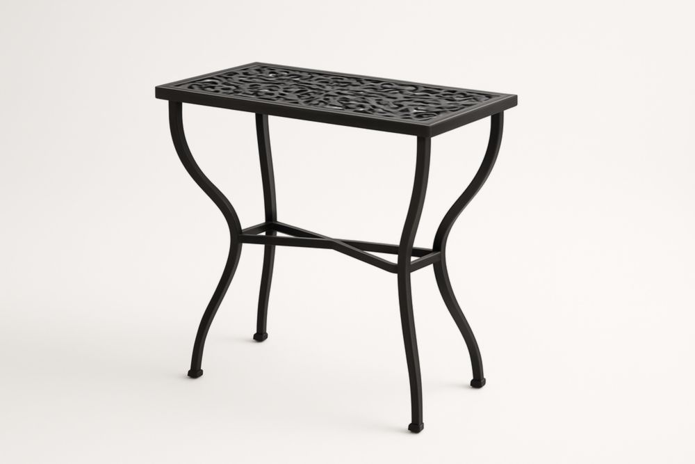 Table d'appoint d'extérieur en acier noir 60x35x60 cm(L×l×H)
