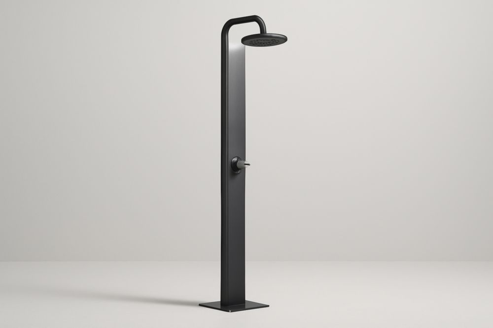 Douche extérieure en aluminium noir, hauteur 220 cm