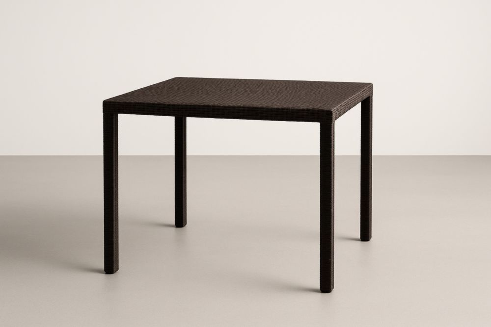 Table de salle à manger de jardin en résine tressée marron 90x90x75 cm(L×l×H)