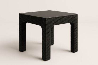Table d'appoint carrée d'extérieur en résine tressée noire