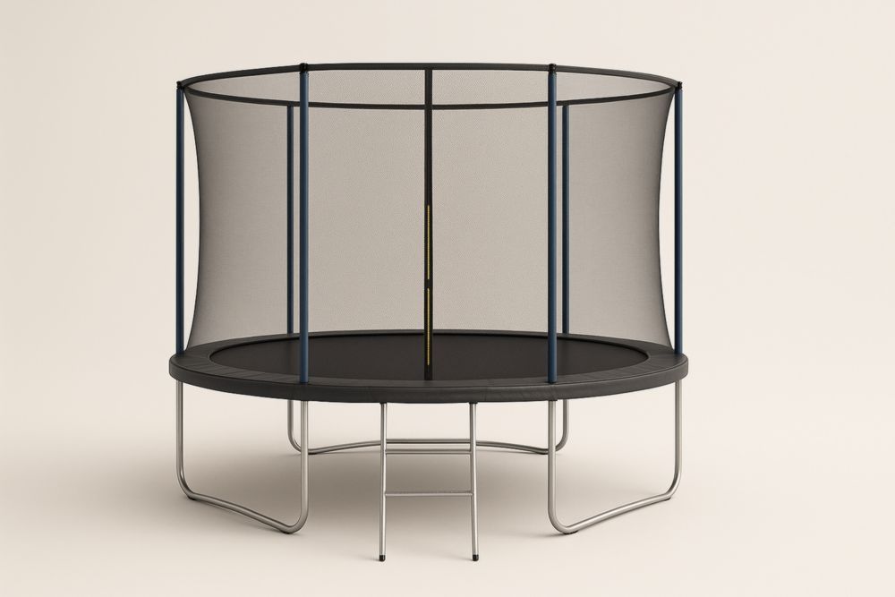 Trampoline en acier  avec filet de sécurité noir et bleu Ø305cm