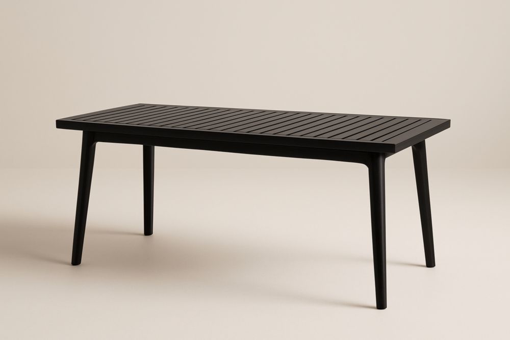 Table de salle à manger de jardin en aluminium noir 150cm x 80cm x 75cm(L×l×H)