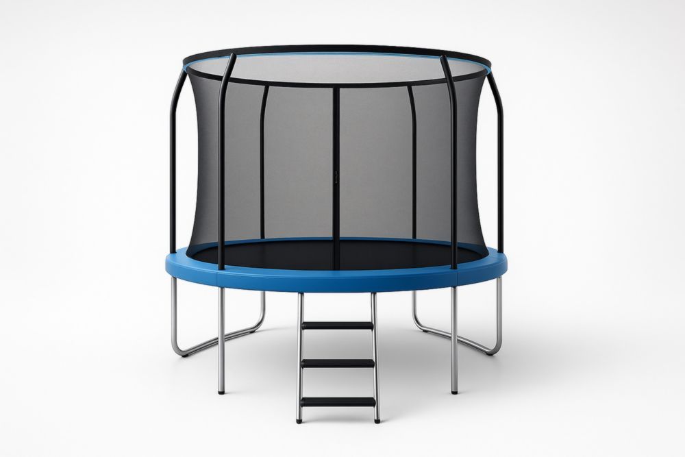 Trampoline de Jardin Acier Noir/Bleu Diamètre 3m