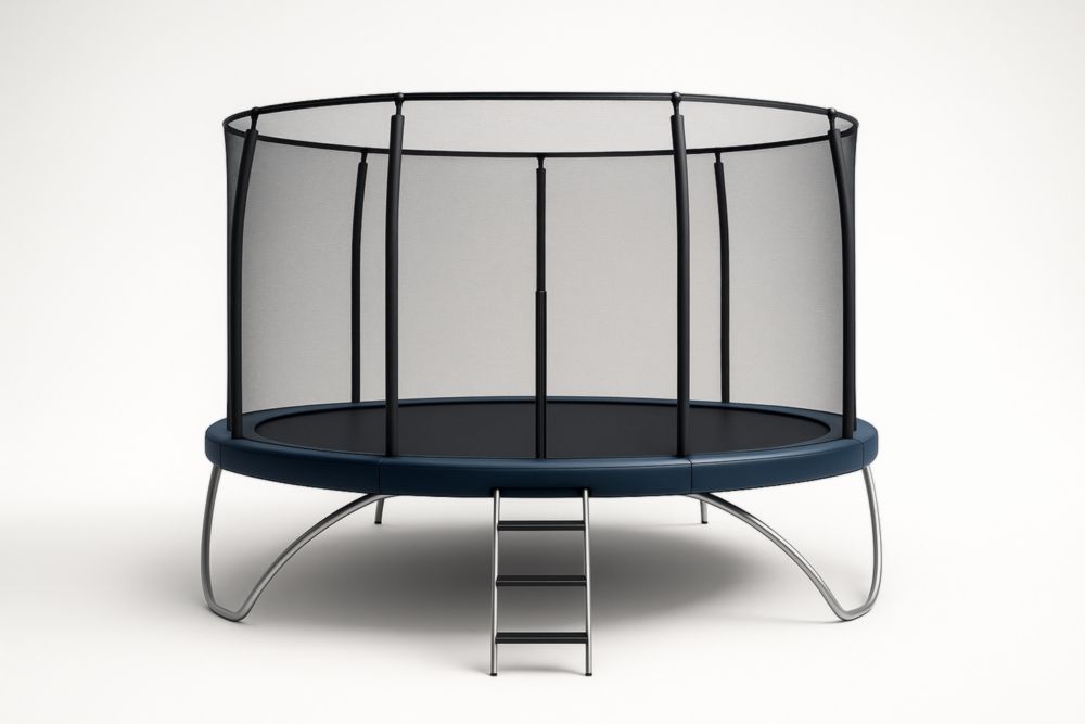 Trampoline Enfant Acier Cercle Ø305cm Filet de Sécurité Noir/Bleu