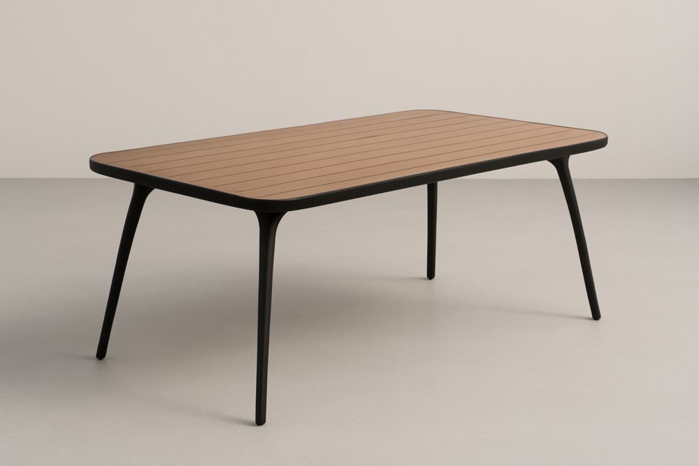 Table de salle à manger de jardin rectangulaire en bois d’ingénierie et aluminium 150x90x75 cm(L×l×H)