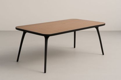 Table de salle à manger de jardin rectangulaire en bois d’ingénierie et aluminium 150x90x75 cm(L×l×H)