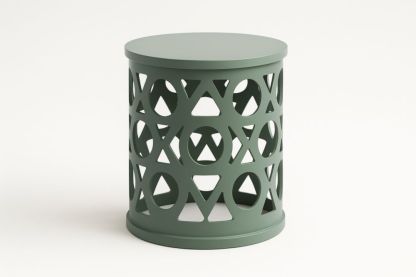 Table d'appoint d'extérieur cylindrique en acier vert