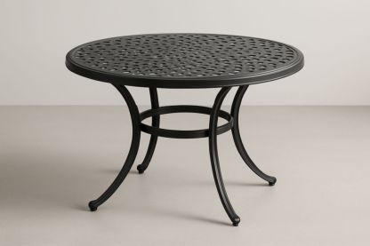 Table de salle à manger de jardin en aluminium noir, diamètre 120 cm