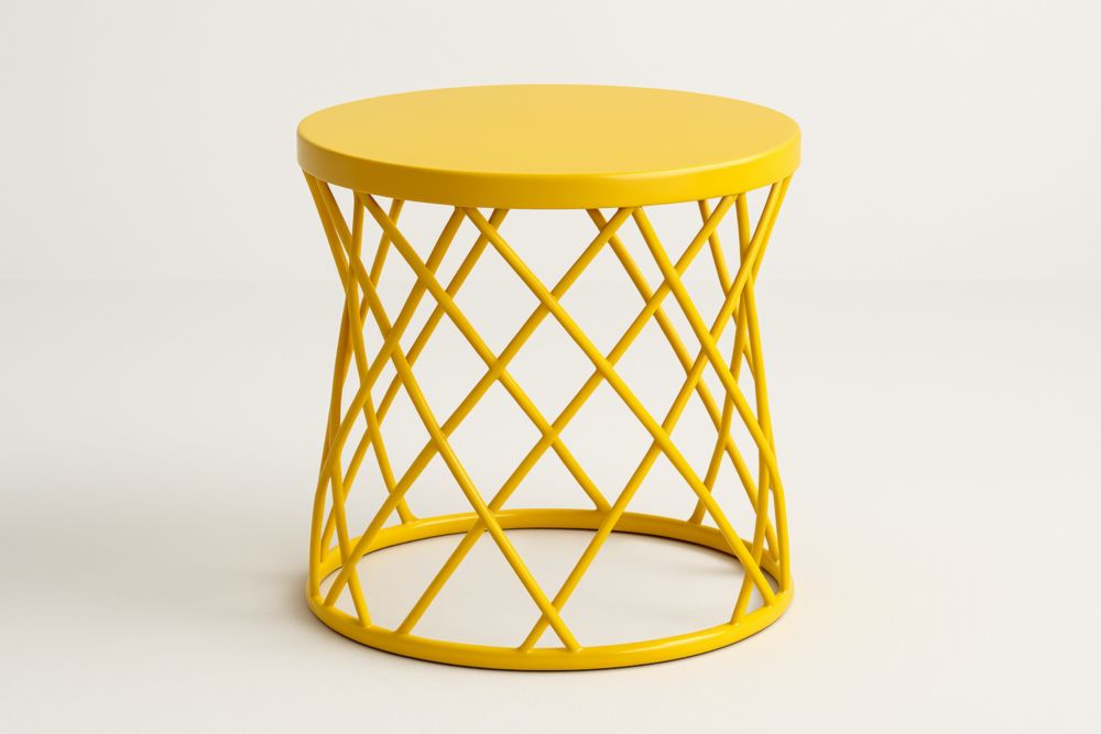 Table d'appoint ronde d'extérieur en acier jaune