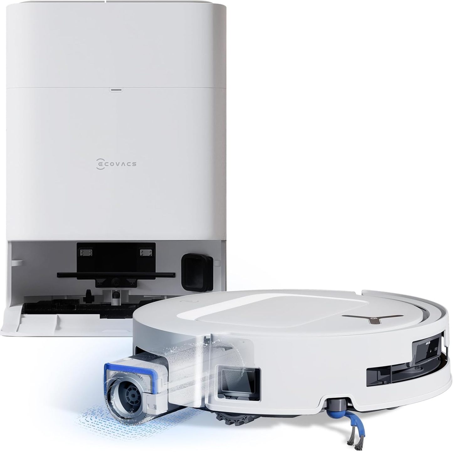 ECOVACS DEEBOT T80 Omni Saugroboter mit Wischfunktion, 18.000 Pa, OZMO Roller Wischwalze mit kontinuierlicher Frischwasser - Selbstreinigung, ZeroTangle 3.0, Moppwäsche mit 40 - 75 Grad heißem Wasser, Weiß-Snugsta