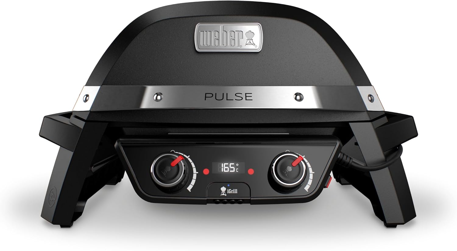 Weber PULSE 2000 Elektro Grill, 49 x 39cm Grillfläche, Temperaturen über 300 GradC, Zwei - Zonen - Grillen, Digitaler Temperaturregler und Thermometer, Porzellanemaillierter Guss - Grillrost - Schwarz 82010079-Snugsta