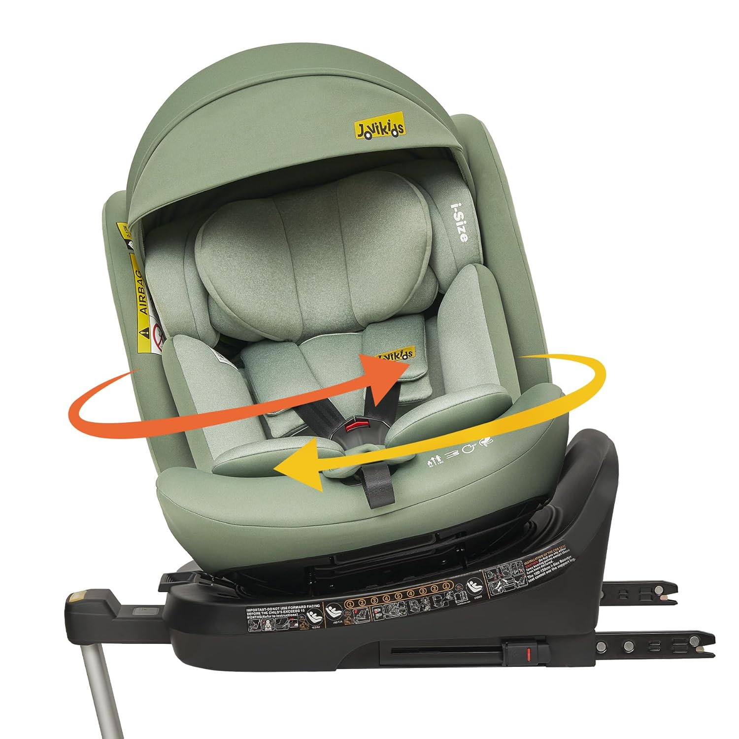 Jovikids 360 Grad Drehbar Kindersitz mit ISOFIX, i - Size 40 - 150cm ab Geburt - 12 Jahre Baby Autositz Reboarder mit Liegefunktion und Abnehmbar Vordach, ECE R129-Snugsta