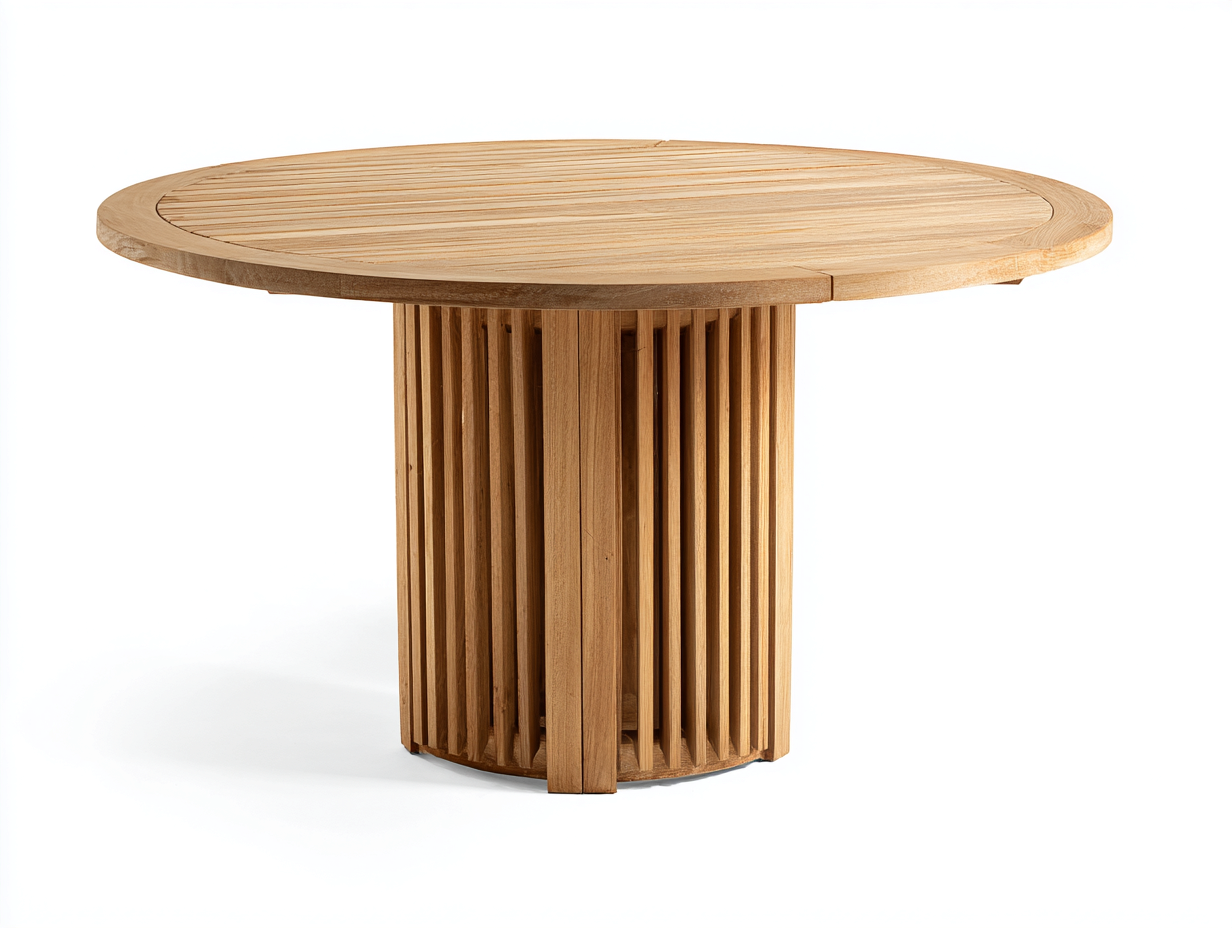 Esstisch Massivholz - 120x120x76 cm - holzfarben - für Esszimmer - zylindrisches Säulengestell-Snugsta