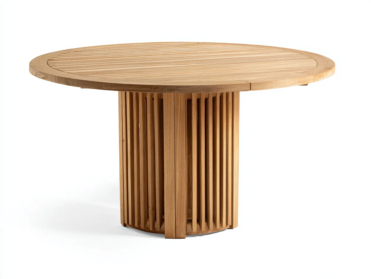 Esstisch Massivholz - 120x120x76 cm - holzfarben - für Esszimmer - zylindrisches Säulengestell-Snugsta