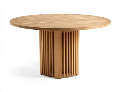 Esstisch Massivholz - 120x120x76 cm - holzfarben - für Esszimmer - zylindrisches Säulengestell-Snugsta