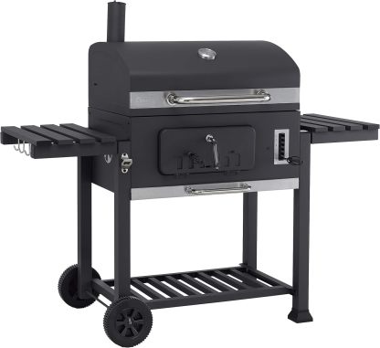 tepro Toronto XXL, Holzkohlegrill Grillwagen, Grillfläche: ca. 71,5 x 46 cm, Edelstahl - Griff, Thermometer und höhenverstellbarer Kohlebene, Kaminanzug und Kohleklappe, Maße ca. 152 x 73 x 137 cm-Snugsta