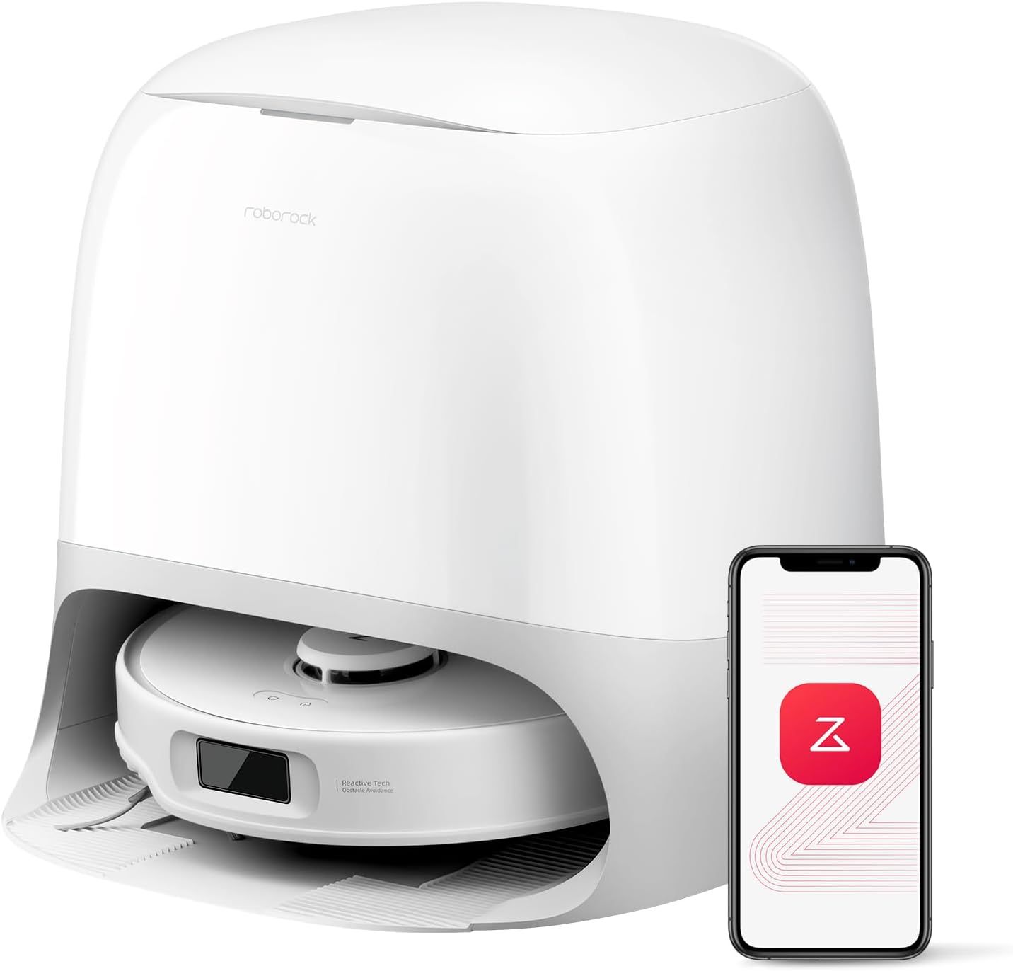 roborock Qrevo Curv S5X Saugroboter mit Wischfunktion Absaugstation, Dual Anti - Tangle - System, 18.500 Pa Saugkraft, 75 GradC Heißwasser - Moppwäsche, Intelligente Schmutzerkennung, All - in - One - Dock Weiß-Snugsta