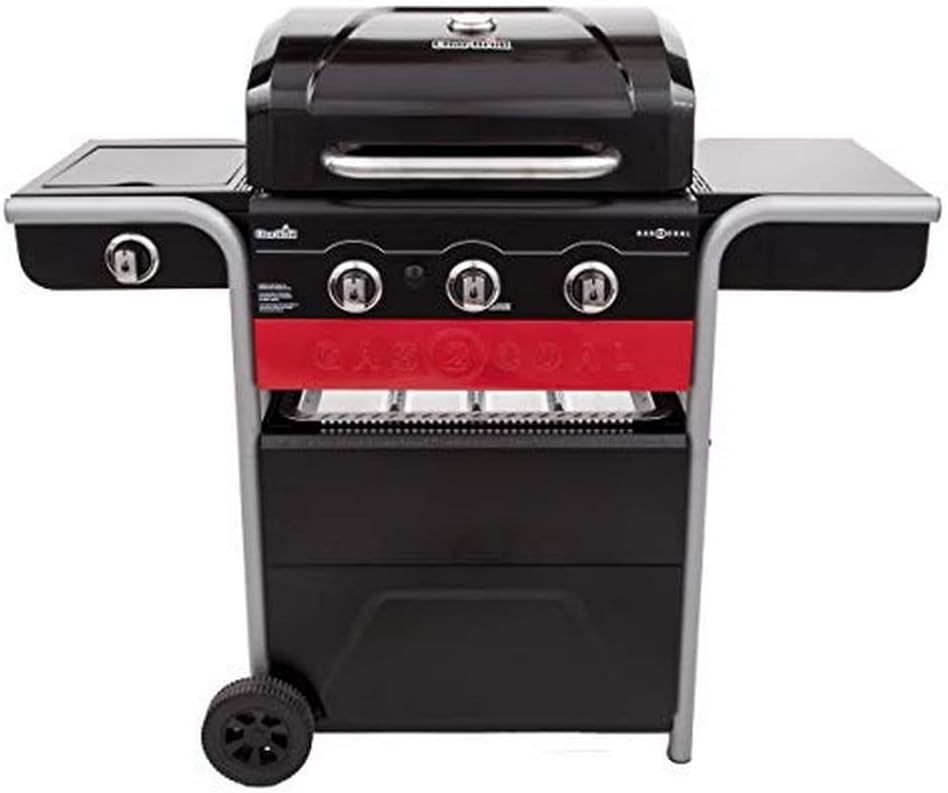 Char - Broil Gasgrill, Kohlegrill Gas2Coal 330 Hybrid Grill, 3 Brenner mit Seitenbrenner - Ideal für draußen, Garten, Terrasse-Snugsta