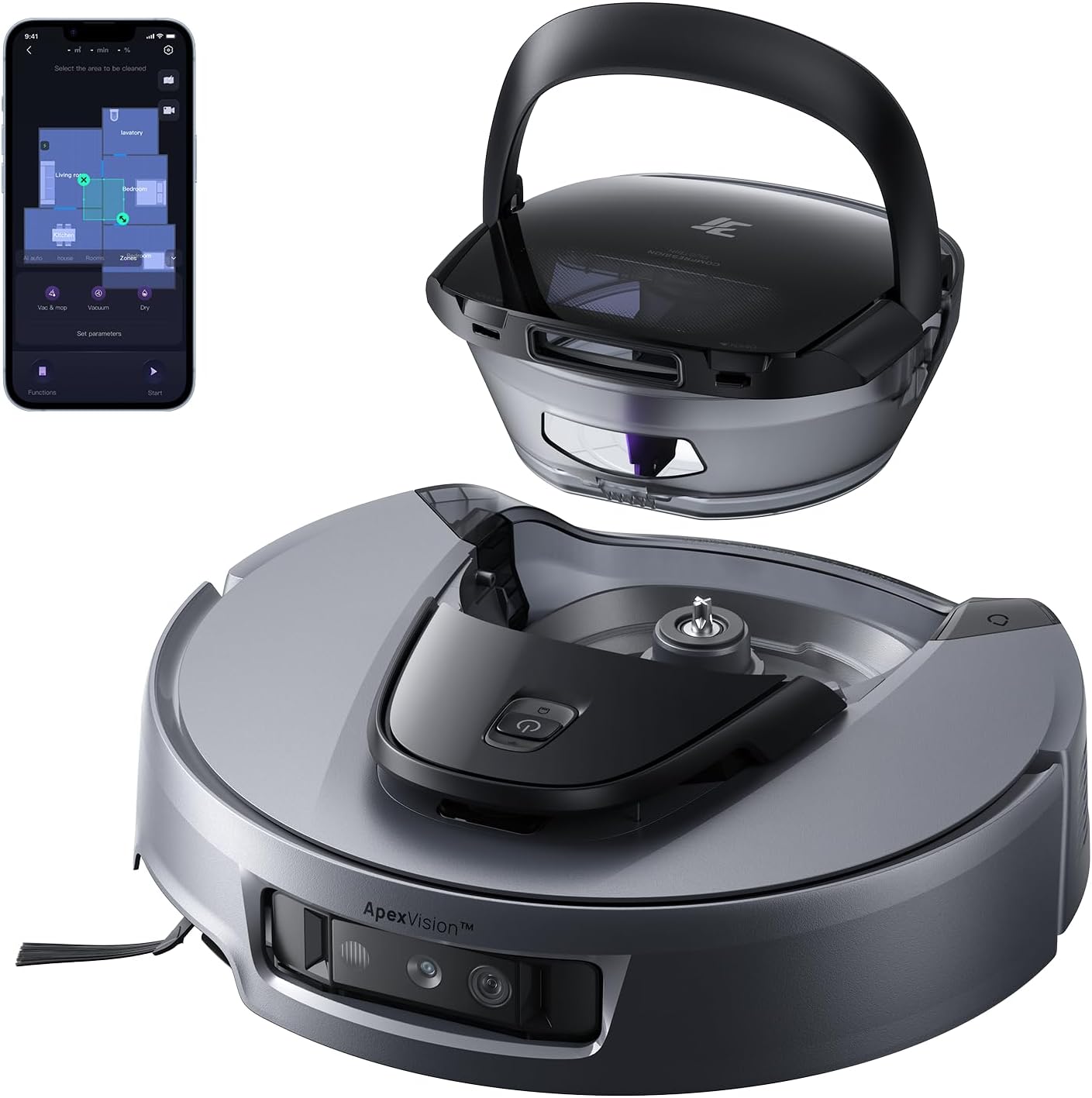 3i G10 Saugroboter mit Wischfunktion, Automatische DustCompactor, 18000 Pa Saugkraft, Einziehbare Seitenbürste und Wischmopp, Intelligente Navigation, KI - Hindernisvermeidung-Snugsta