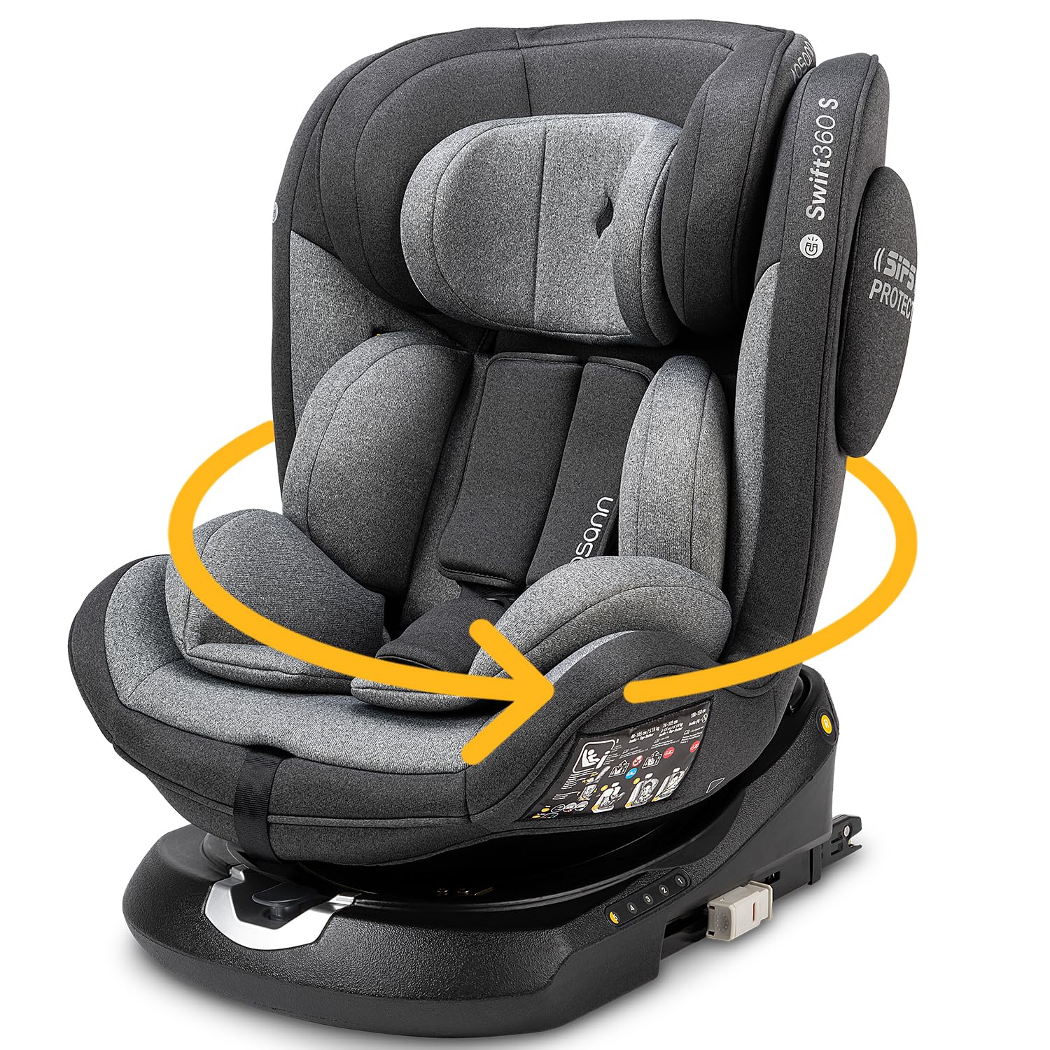 Osann Swift360 S i - Size, 360 Grad drehbarer Kindersitz, Reboarder 76 - 150 cm ca. 9 - 36 kg - Universe Grey-Snugsta