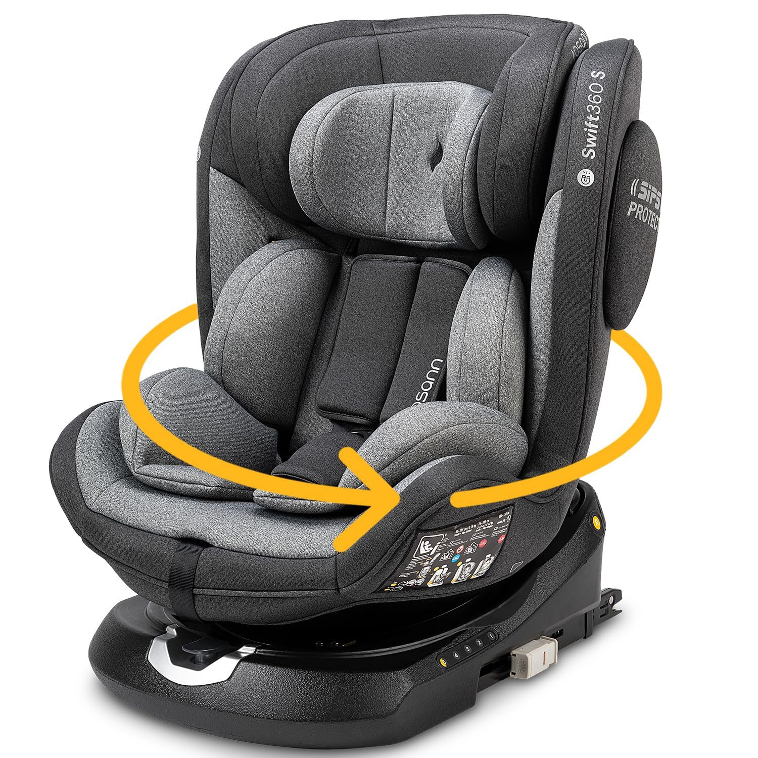 Osann Swift360 S i - Size, 360 Grad drehbarer Kindersitz, Reboarder 76 - 150 cm ca. 9 - 36 kg - Universe Grey-Snugsta